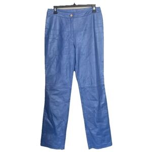 Vintage Michael Hoban Designer Blue Lined Pants *100% Leather* Ladies Size 8 EUC